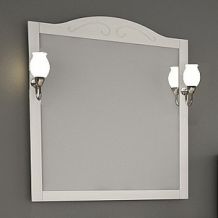 Зеркало ASB-Mebel Флоренция 85 белое, патина серебро со светильниками